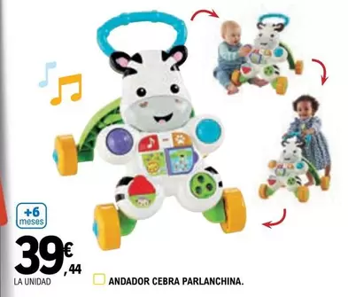 Oferta de Andador Cebra Parlanchina por 39,44€ en E.Leclerc