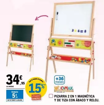 Oferta de Pizarra 2 En 1 Magnética Y De Tiza Con Abaco Y Reloj. por 34,95€ en E.Leclerc