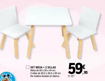 Oferta de Set Mesa + 2 Sillas por 59,95€ en E.Leclerc