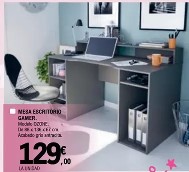 Oferta de Mesa Escritorio Gamer por 129€ en E.Leclerc