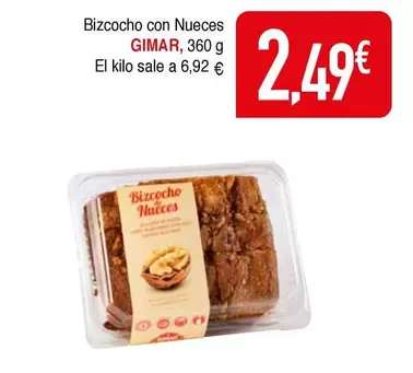 Oferta de Gimar - Bizcocho Con Nueces por 2,49€ en Masymas