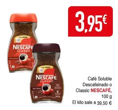 Oferta de Nescafé - Café Soluble Descafeinado O Classic por 3,95€ en Masymas