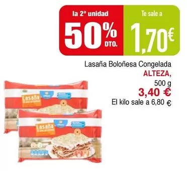 Oferta de Alteza - Lasana Bolonesa Congelada por 3,4€ en Masymas