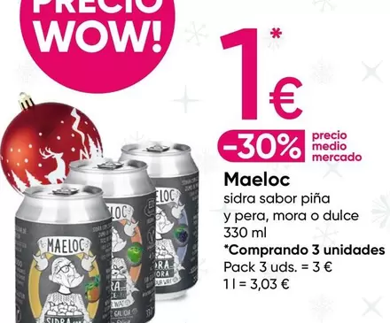 Oferta de Maeloc - Sidra Sabor Pina Y Pera, Mora O Dulce por 1€ en Pepco