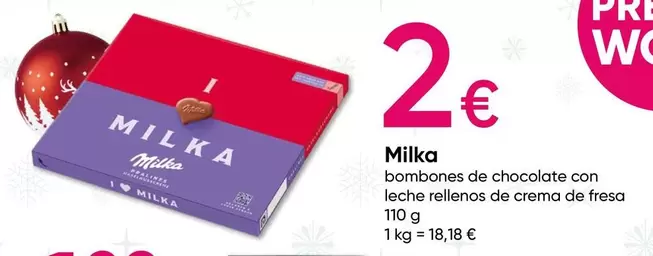 Oferta de Milka - Bombones De Chocolate Con Leche Rellenos De Crema De Fresa por 2€ en Pepco