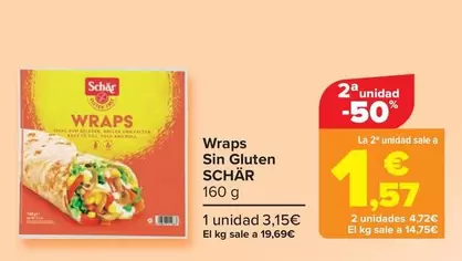 Oferta de Schär - Wraps Sin Gluten por 4,95€ en Carrefour