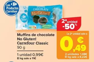 Oferta de Carrefour Classic - Muffins De Chocolate  No Gluten!   por 0,99€ en Carrefour