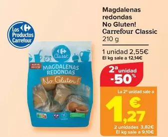 Oferta de  Carrefour Classic - Magdalenas Redondas  No Gluten!  por 2,55€ en Carrefour