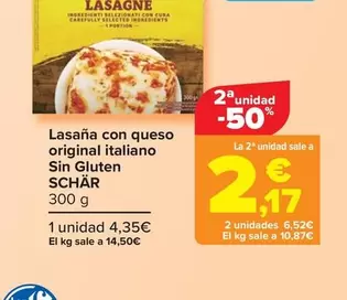 Oferta de Schär - Lasaña Con Queso Original Italiano Sin Gluten por 4,69€ en Carrefour