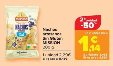 Oferta de Mission - Nachos Artesanos Sin Gluten por 2,29€ en Carrefour