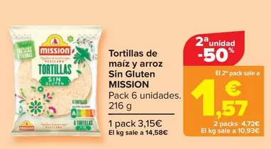 Oferta de Mission - Tortillas De Maiz Y Arroz Sin Gluten por 3,15€ en Carrefour