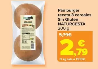 Oferta de Naturcesta - Pan Burger Receta 3 Cereales Sin Gluten   por 2,79€ en Carrefour