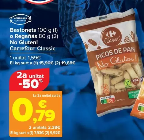 Oferta de Carrefour - Picos O Reganas No Gluten! Classic por 1,59€ en Carrefour