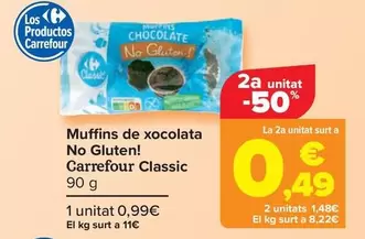 Oferta de Carrefour Classic - Muffins De Chocolate  No Gluten!   por 0,99€ en Carrefour