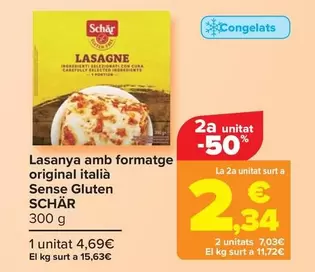 Oferta de Schär - Lasaña Con Queso Original Italiano Sin Gluten por 4,69€ en Carrefour