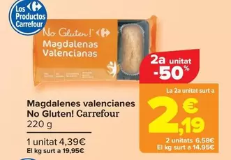 Oferta de Carrefour - Magdalenas Valencianas  No Gluten!  por 4,39€ en Carrefour