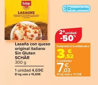 Oferta de Schär - Lasaña Con Queso Original Italiano Sin Gluten por 4,69€ en Carrefour