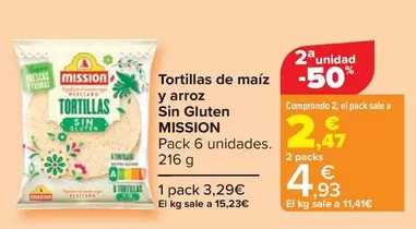 Oferta de Mission - Tortillas De Maiz Y Arroz Sin Gluten por 3,29€ en Carrefour