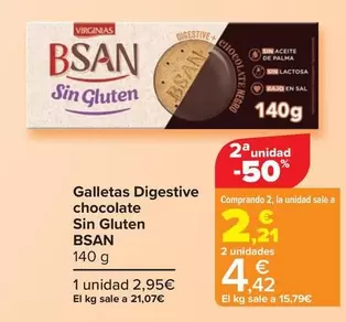 Oferta de Bsan - Galletas Digestive Chocolate  Sin Gluten   por 2,95€ en Carrefour