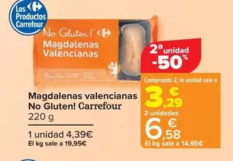 Oferta de Carrefour - Magdalenas Valencianas  No Gluten!  por 4,39€ en Carrefour