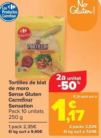 Oferta de Carrefour Sensation - Tortillas De Maiz Sin Gluten por 2,35€ en Carrefour