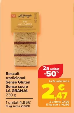 Oferta de La Granja - Bizcocho Tradicional Sin Gluten Sin Azucar por 4,95€ en Carrefour