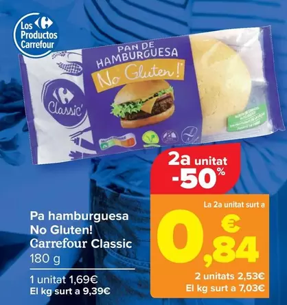 Oferta de Carrefour Classic - Pan Hamburguesa No Gluten! por 1,69€ en Carrefour