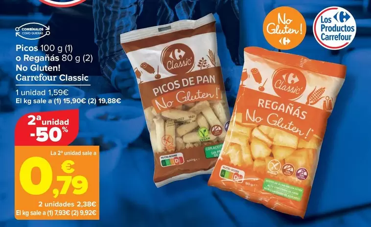 Oferta de Carrefour Classic - Picos O Reganas No Gluten!  por 1,59€ en Carrefour