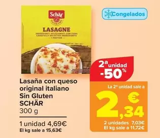 Oferta de Schär - Lasaña Con Queso Original Italiano Sin Gluten por 4,69€ en Carrefour