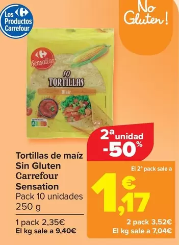 Oferta de Carrefour Sensation - Tortillas De Maiz Sin Gluten por 2,35€ en Carrefour