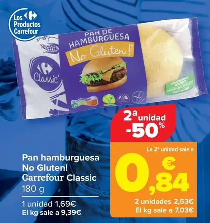 Oferta de Carrefour Classic - Pan Hamburguesa No Gluten! por 1,69€ en Carrefour