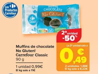 Oferta de Carrefour - Muffins De Chocolate No Gluten! Classic por 0,99€ en Carrefour