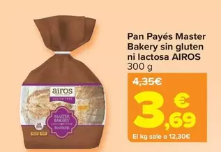 Oferta de Airos - Pan Payes Master Bakery Sin Gluten  Ni Lactosa  por 3,69€ en Carrefour