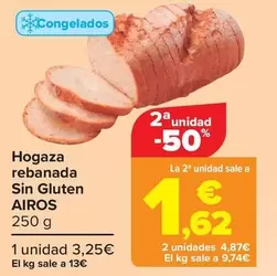 Oferta de Airos - Hogaza Rebanada Sin Gluten por 3,25€ en Carrefour