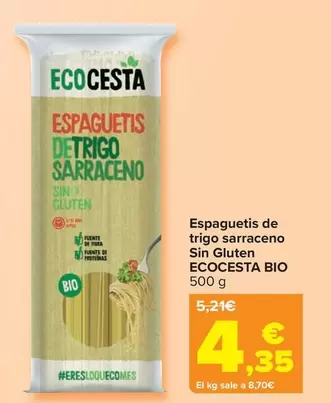 Oferta de Ecocesta - Bio Espaguetis De Trigo Sarraceno Sin Gluten por 4,35€ en Carrefour