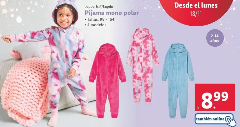 Oferta de Pepperts/Lupilu - Pijama Mono Polar por 8,99€ en Lidl