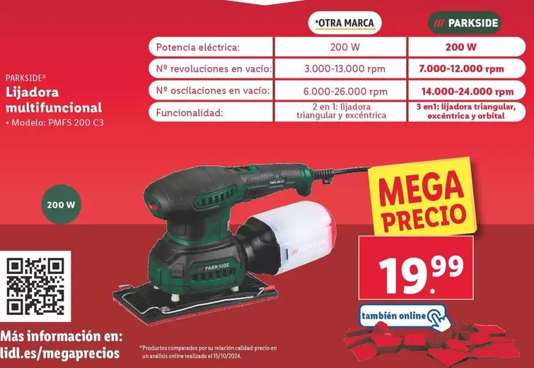 Oferta de Parkside - Lijadora Multifuncional  por 19,99€ en Lidl