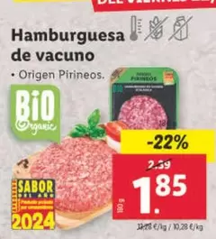 Oferta de Hamburguesa De Vacuno por 1,85€ en Lidl