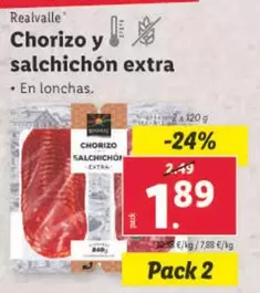 Oferta de Realvalle - Chorizo Y Salchichón Extra por 1,89€ en Lidl