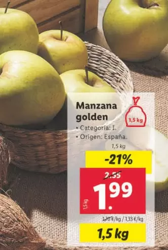 Oferta de Manzana Golden por 1,99€ en Lidl