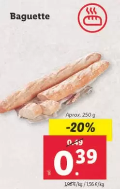 Oferta de Baguette por 0,39€ en Lidl