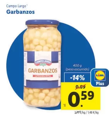 Oferta de Campo Largo - Garbanzos por 0,59€ en Lidl