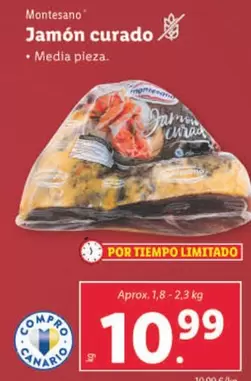 Oferta de Montesano - Jamón Curado por 10,99€ en Lidl