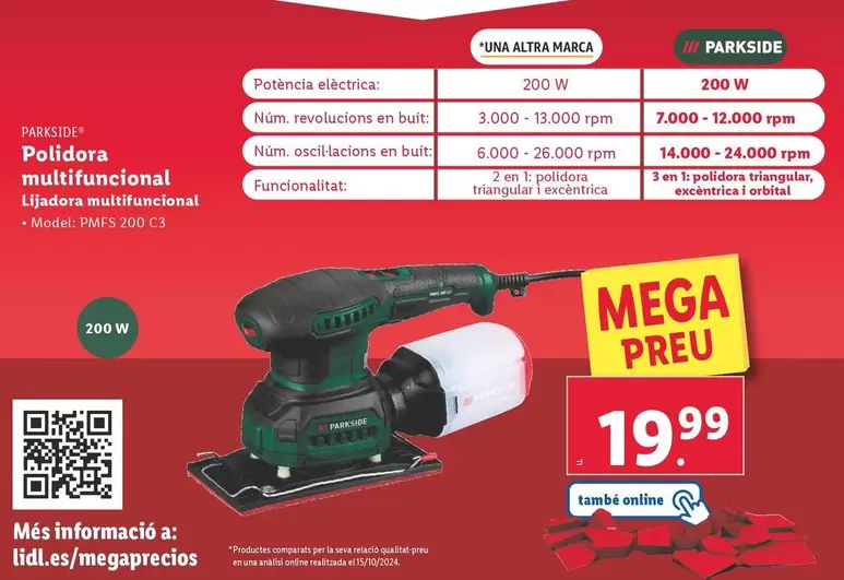 Oferta de Parkside - Lijadora Multifuncional  por 19,99€ en Lidl