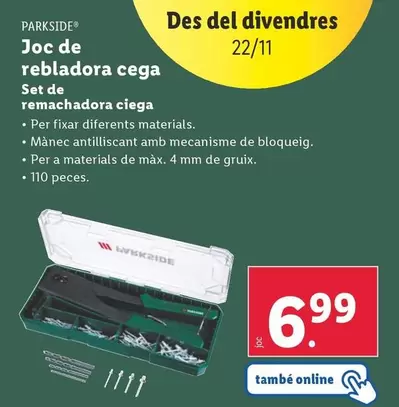 Oferta de Parkside - Set De Remachadora Ciega por 6,99€ en Lidl