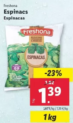 Oferta de Freshona - Espinacas por 1,39€ en Lidl