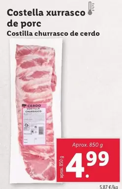 Oferta de Costilla Churrasco De Cerdo por 4,99€ en Lidl