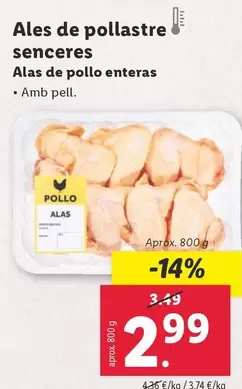 Oferta de Alas De Pollo Enteras por 2,99€ en Lidl