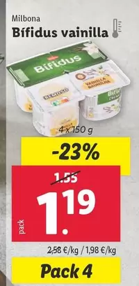 Oferta de Milbona - Bifidus Vainilla por 1,19€ en Lidl