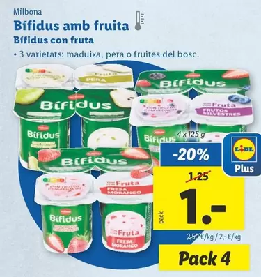 Oferta de Milbona - Bífidus Con Fruta por 1€ en Lidl